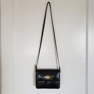 Giani Bernini Black Leather Crossbody Bag Gold Hardware Small